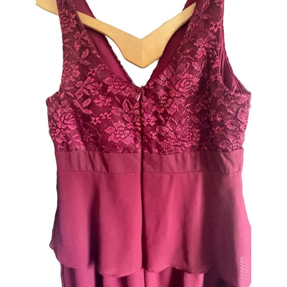 SALLY WIne / Burgundy DRESS with lace jacket SIZE M - Picture 11 of 13